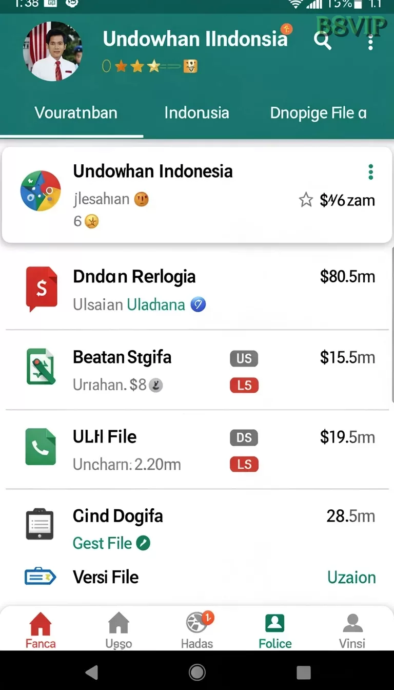 Cuplikan layar VIP555 — menu navigasi